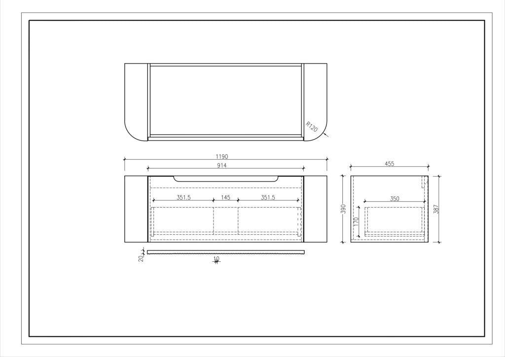 Fluted Rome Wall-hung Cabinet 1200mm Matt Black (New Arrival) - Living and Bathroom
