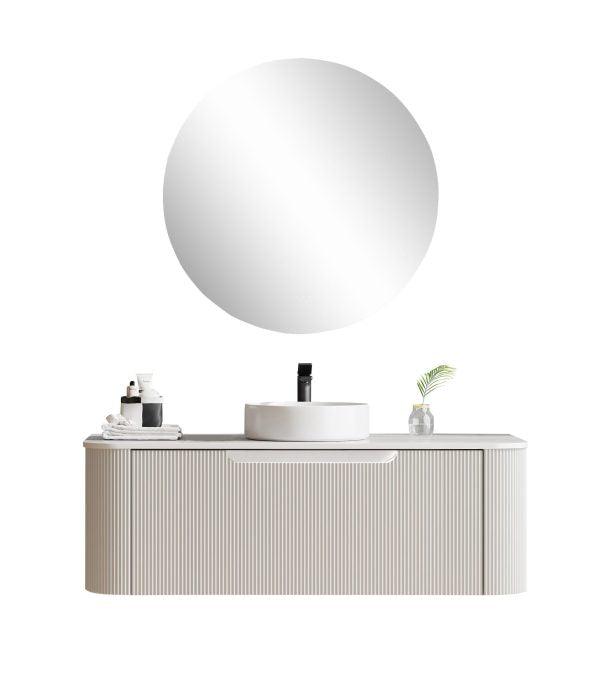 Fluted Rome Wall-hung Cabinet 1200mm Matt White - Living and Bathroom