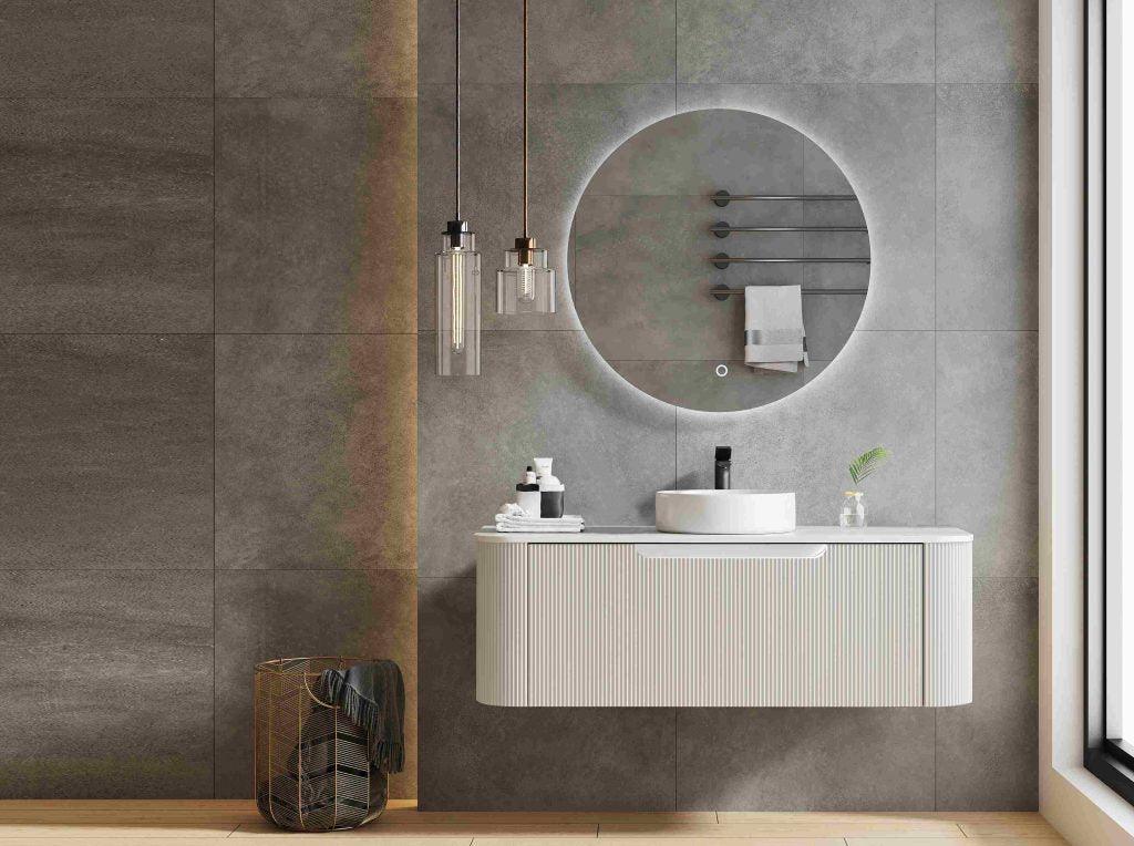 Fluted Rome Wall-hung Cabinet 1200mm Matt White - Living and Bathroom