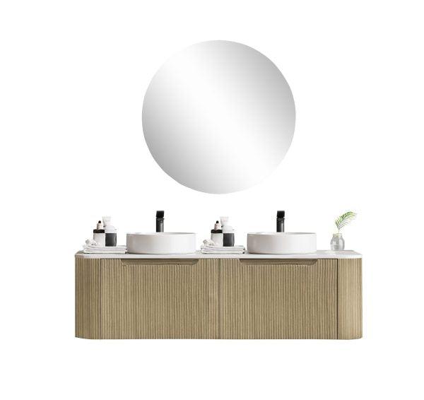 Fluted Rome Wall-hung Cabinet 1500mm Bur Oak - Living and Bathroom