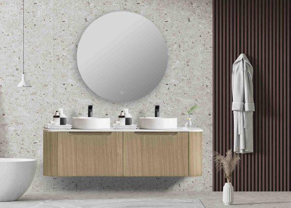 Fluted Rome Wall-hung Cabinet 1500mm Bur Oak - Living and Bathroom