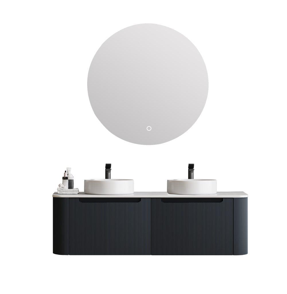 Fluted Rome Wall-hung Cabinet 1500mm Matt Black (New Arrival) - Living and Bathroom