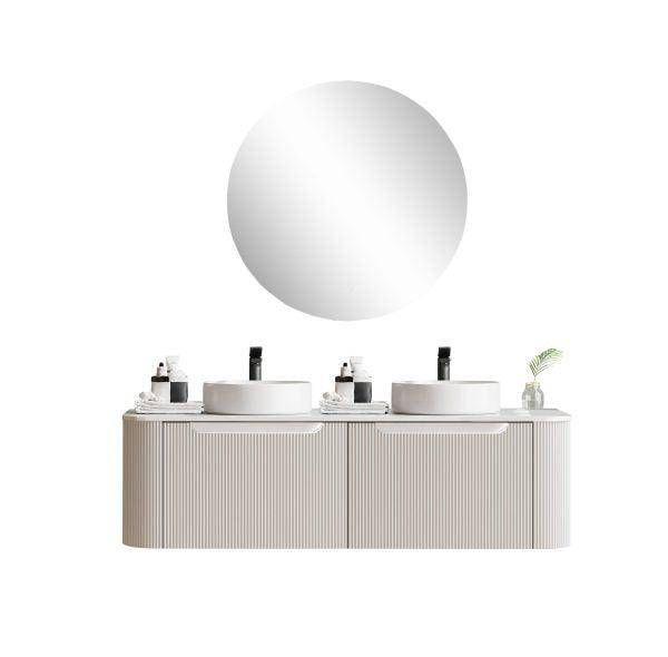 Fluted Rome Wall-hung Cabinet 1500mm Matt White - Living and Bathroom