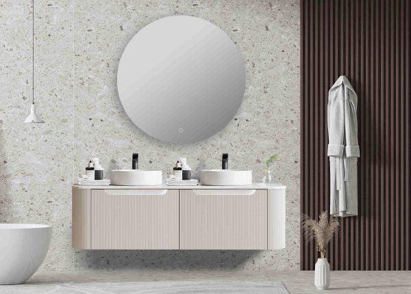 Fluted Rome Wall-hung Cabinet 1500mm Matt White - Living and Bathroom
