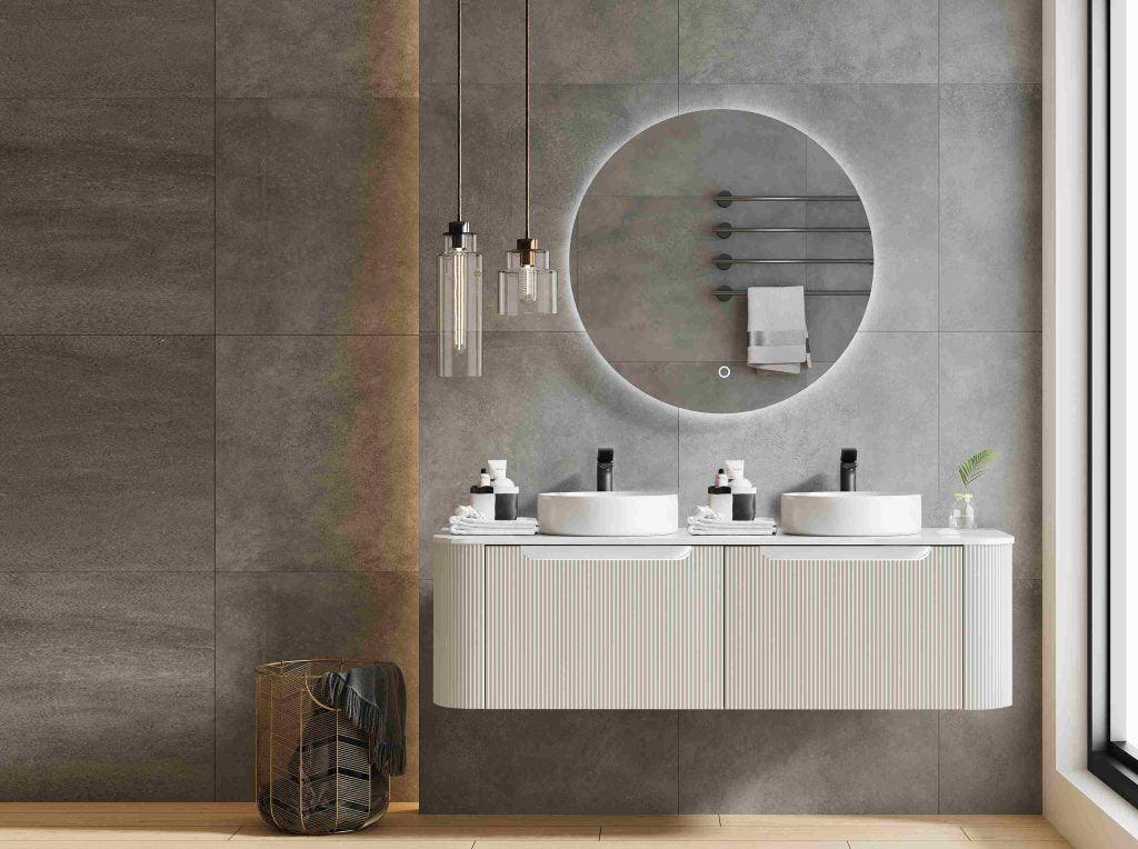 Fluted Rome Wall-hung Cabinet 1500mm Matt White - Living and Bathroom