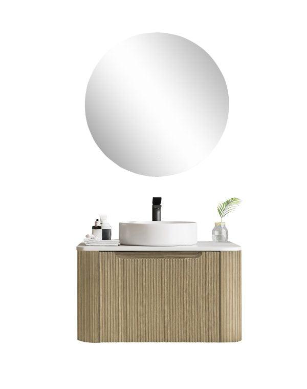 Fluted Rome Wall-hung Cabinet 600mm Bur Oak - Living and Bathroom