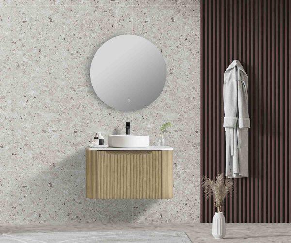 Fluted Rome Wall-hung Cabinet 600mm Bur Oak - Living and Bathroom