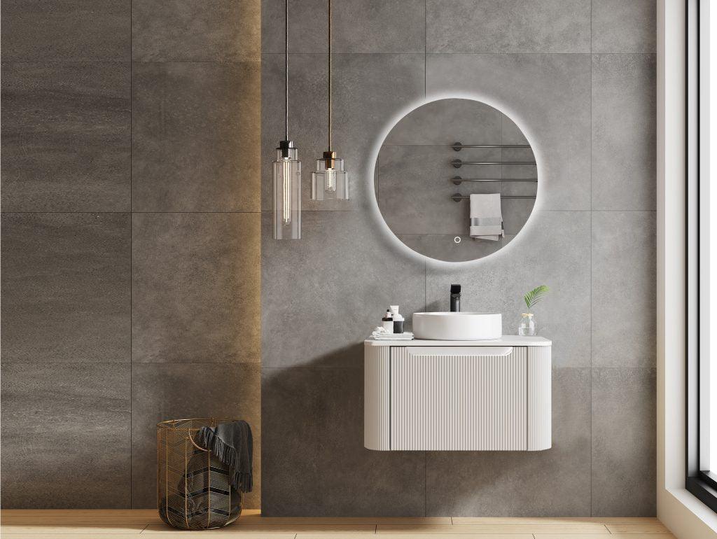 Fluted Rome Wall-hung Cabinet 600mm Matt White - Living and Bathroom