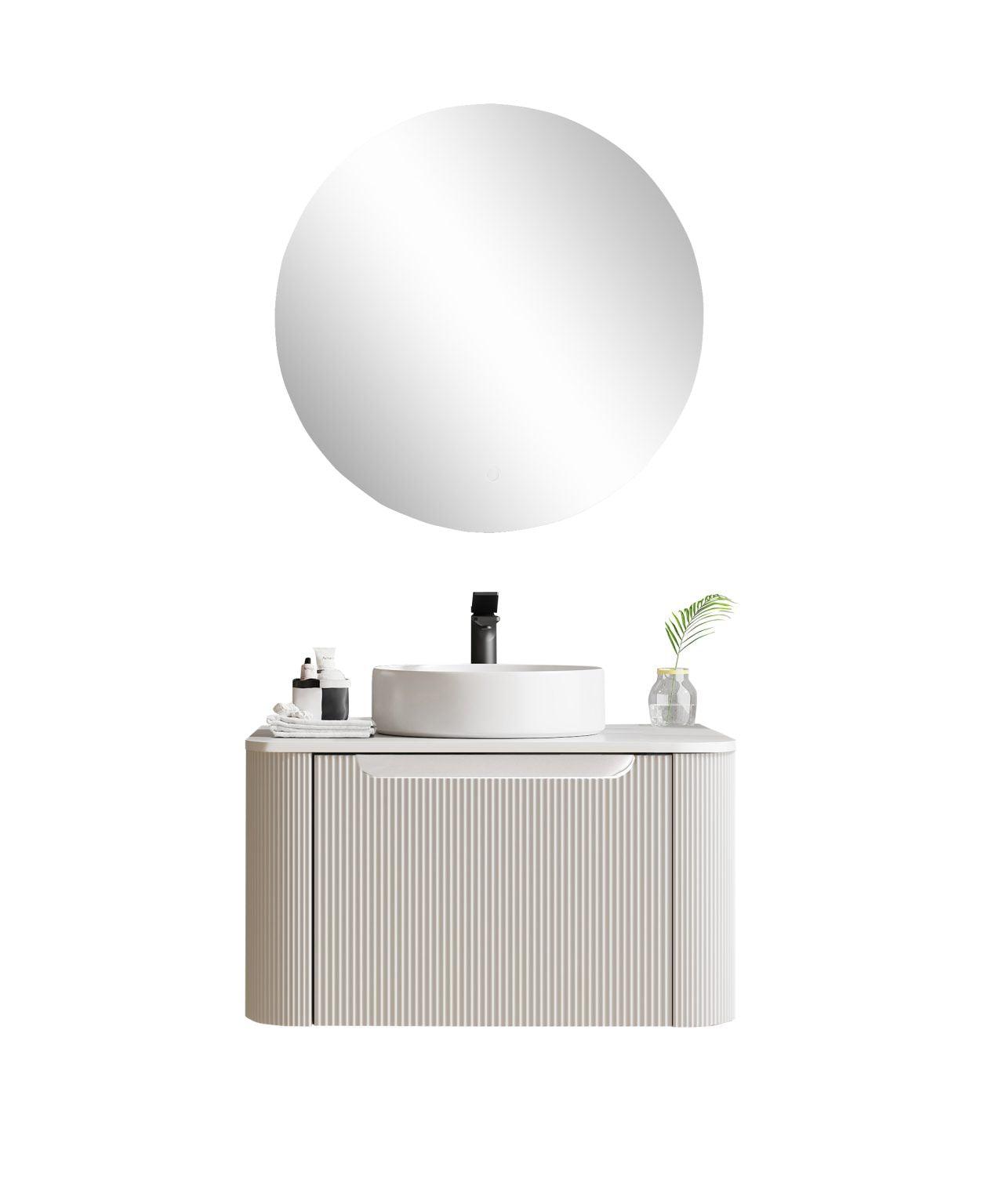Fluted Rome Wall-hung Cabinet 600mm Matt White - Living and Bathroom