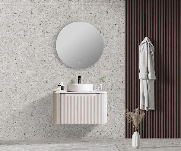 Fluted Rome Wall-hung Cabinet 600mm Matt White - Living and Bathroom