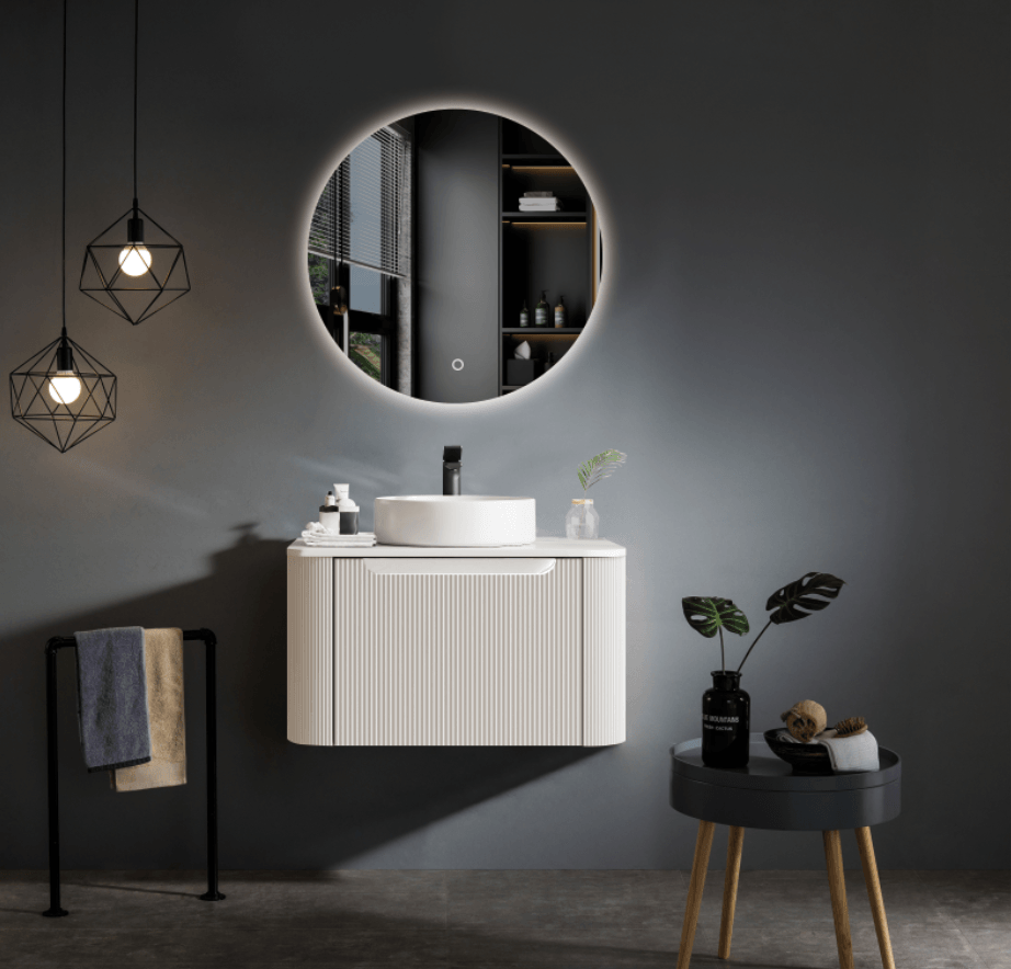 Fluted Rome Wall-hung Cabinet 600mm Matt White - Living and Bathroom