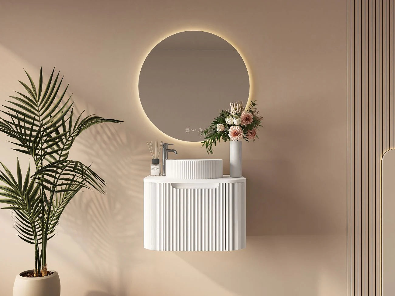 Rome Fluted Curve Wallhung Vanity Matte White