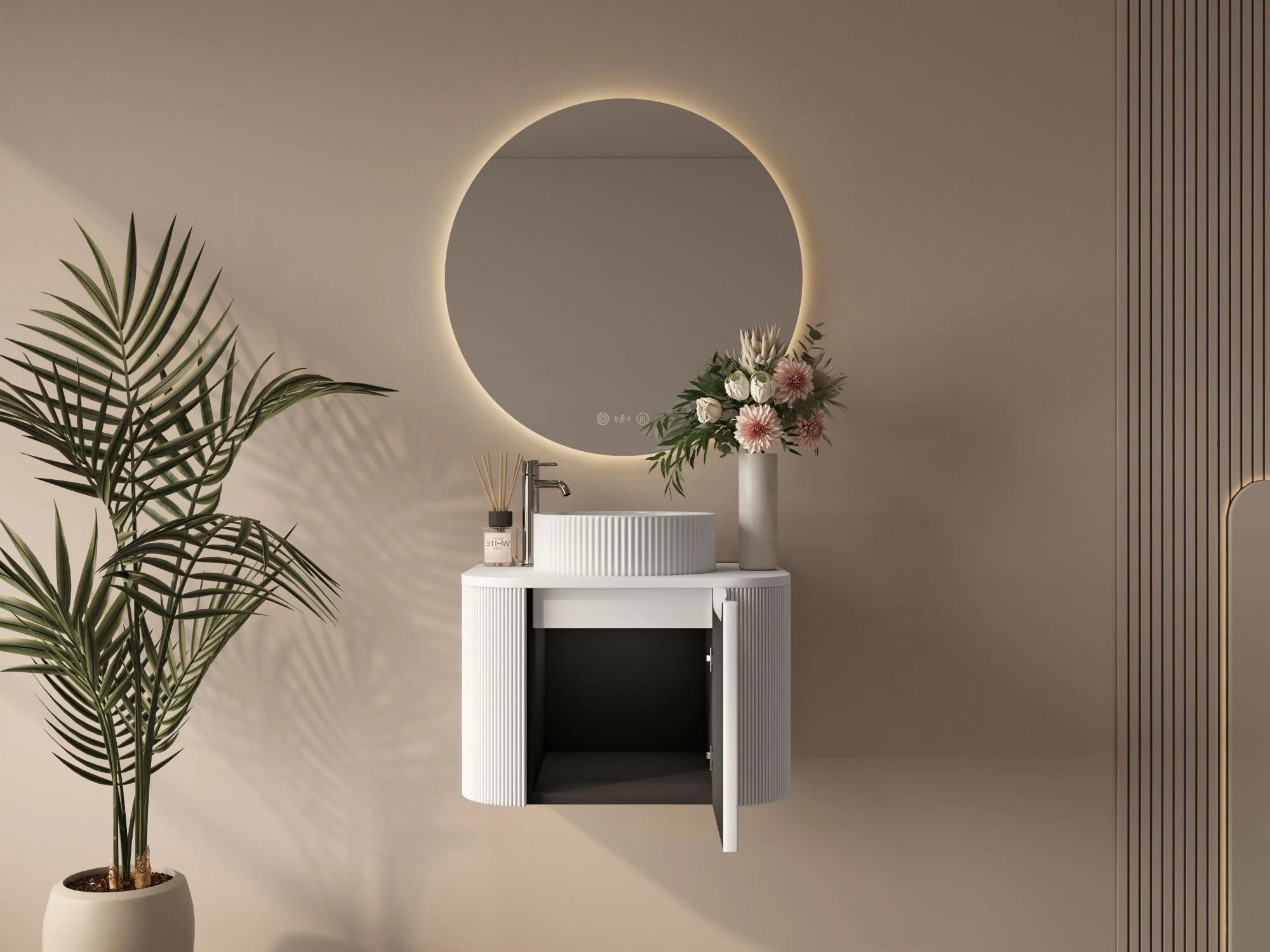 Rome Fluted Curve Wallhung Vanity Matte White