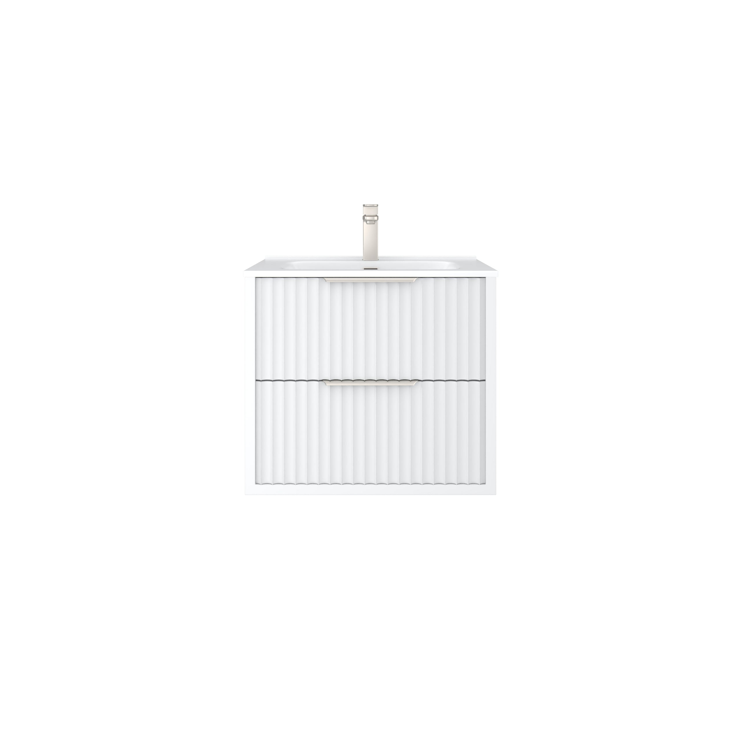 Rome PVC Fluted Waterproof Wall Hung Bathroom Vanity Matte White