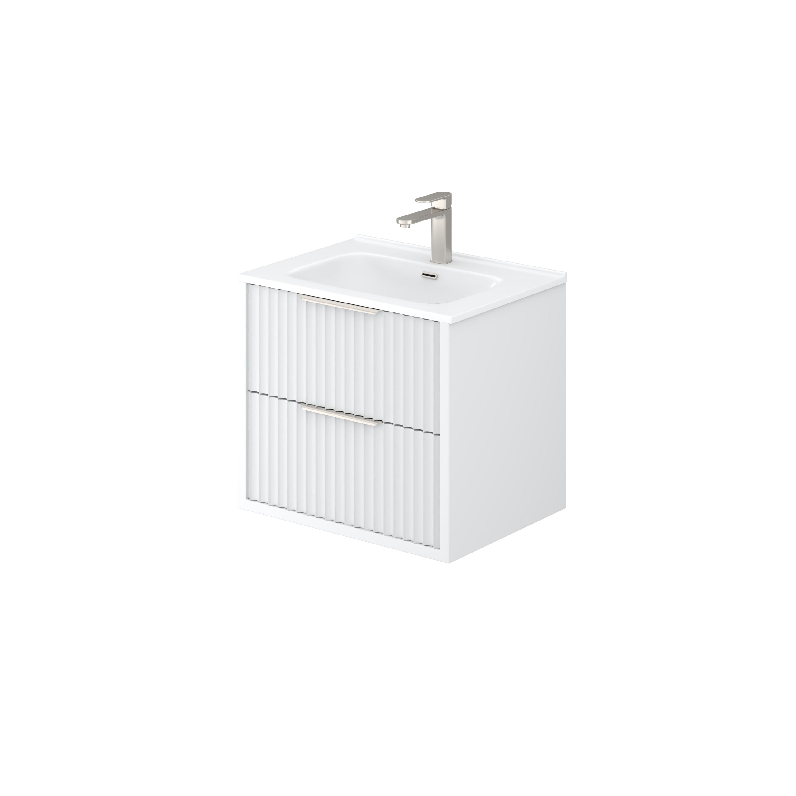Rome PVC Fluted Waterproof Wall Hung Bathroom Vanity Matte White