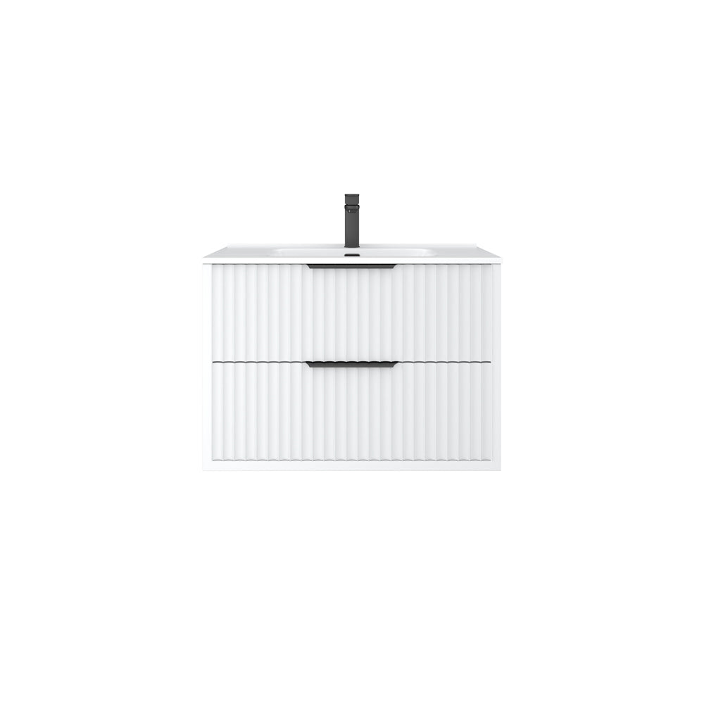 Rome PVC Fluted Waterproof Wall Hung Bathroom Vanity Matte White