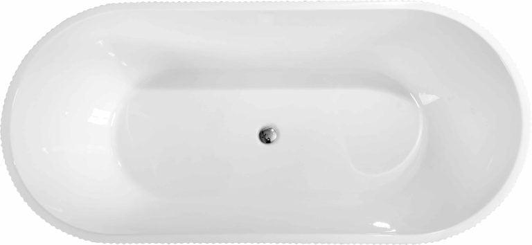 Rose 1500mm Fluted V-Groove Freestanding Matt White Bathtub - Living and Bathroom