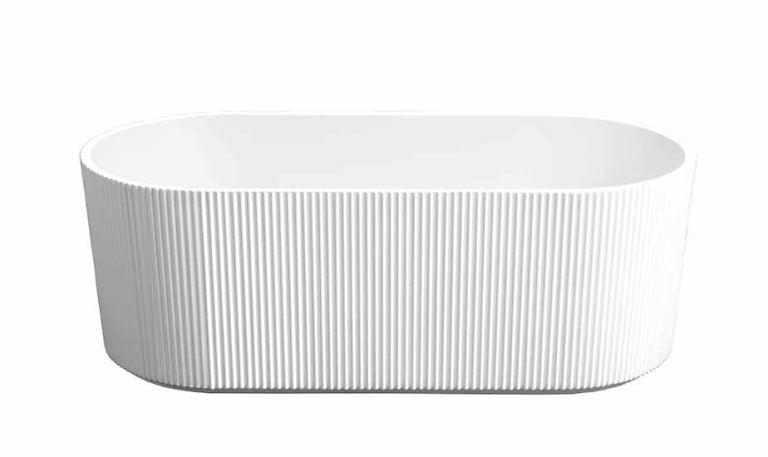 Rose 1500mm Fluted V-Groove Freestanding Matt White Bathtub - Living and Bathroom