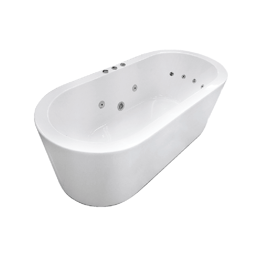 REDONDO 1500/1700*800*600mm White/Black Oval 12 Jets Acrylic Freestanding Spa Bathtub - Living and Bathroom
