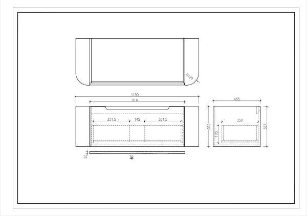 Fluted Rome Wall-hung Cabinet 1200mm Bur Oak - Living and Bathroom