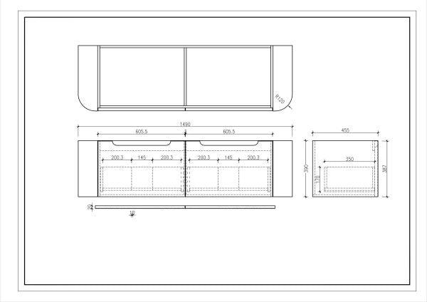 Fluted Rome Wall-hung Cabinet 1500mm Matt White - Living and Bathroom