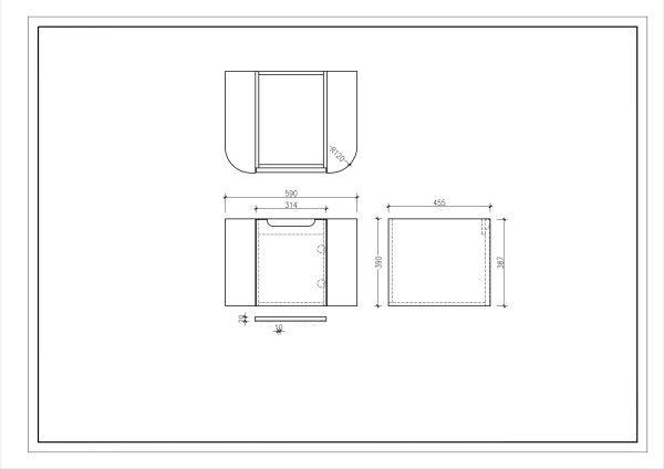 Fluted Rome Wall-hung Cabinet 600mm Matt White - Living and Bathroom