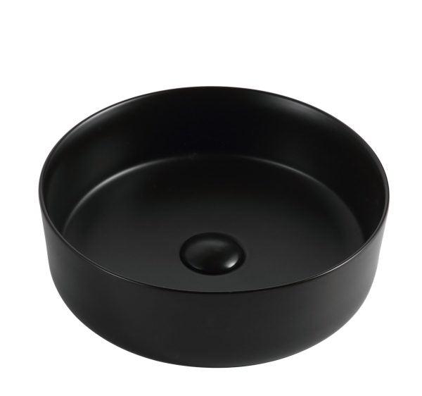 Sasso 30 Matt Black Above Counter Round Basin - Living and Bathroom