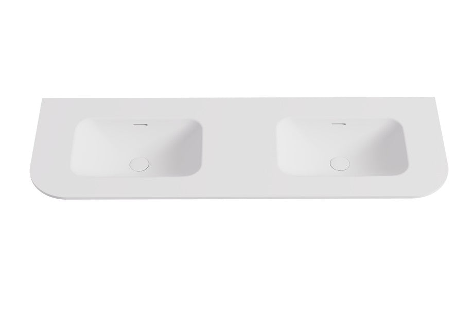 Solid Surface Curved Stone with integrated Basin Matte White