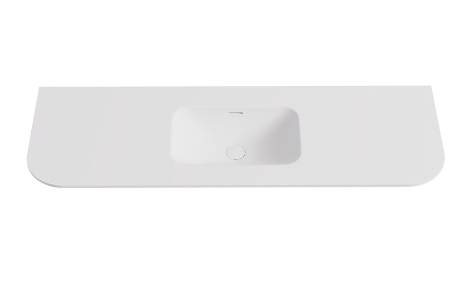 Solid Surface Curved Stone with integrated Basin Matte White