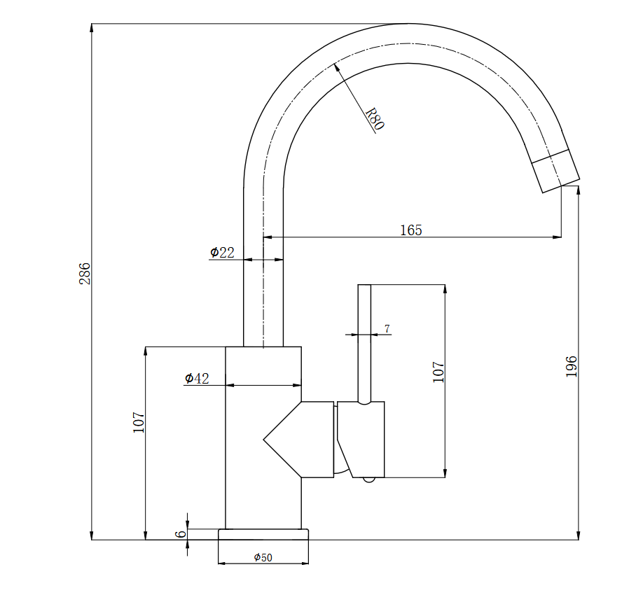 Otus Slimline SS304 Basin Mixer Gooseneck