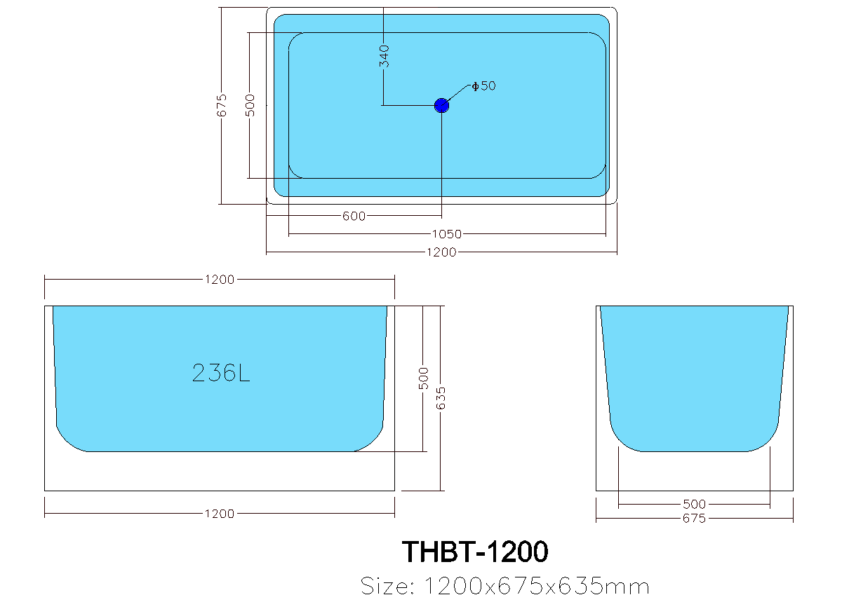 Theo Multifit Square Freestanding Bathtub (Available in 1000mm, 1200mm, 1400mm, 1500mm, 1600mm & 1700mm)