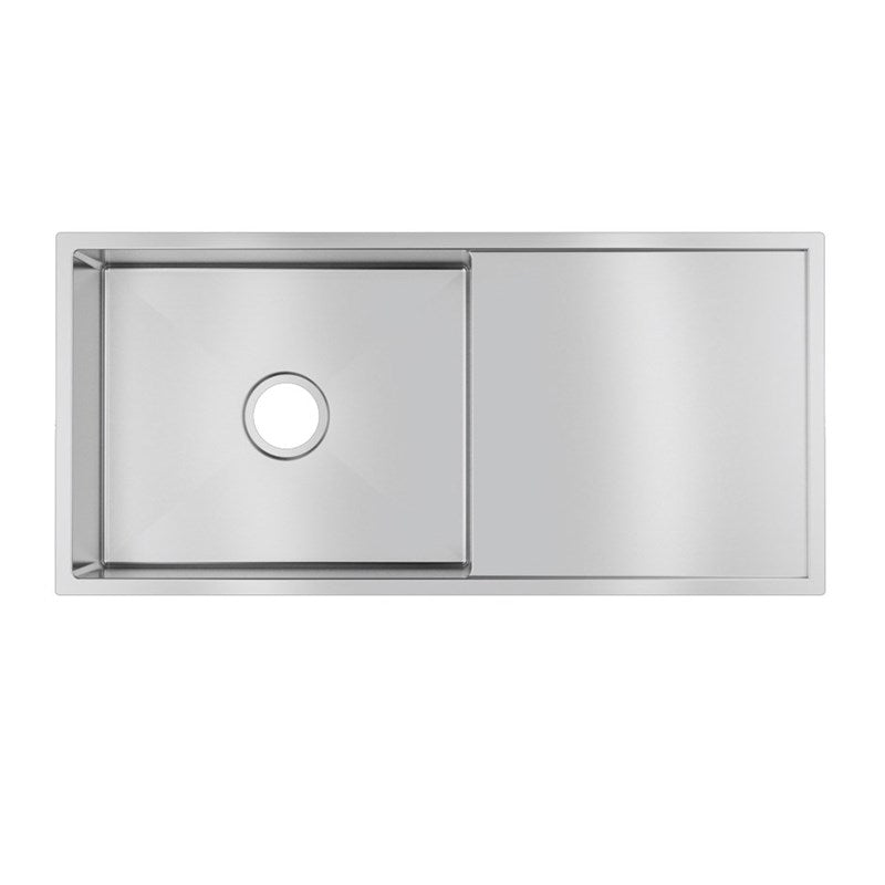 Round Corner Chrome Stainless Steel Handmade Single Bowl with Drain Board Kitchen Sink 960*450*230mm