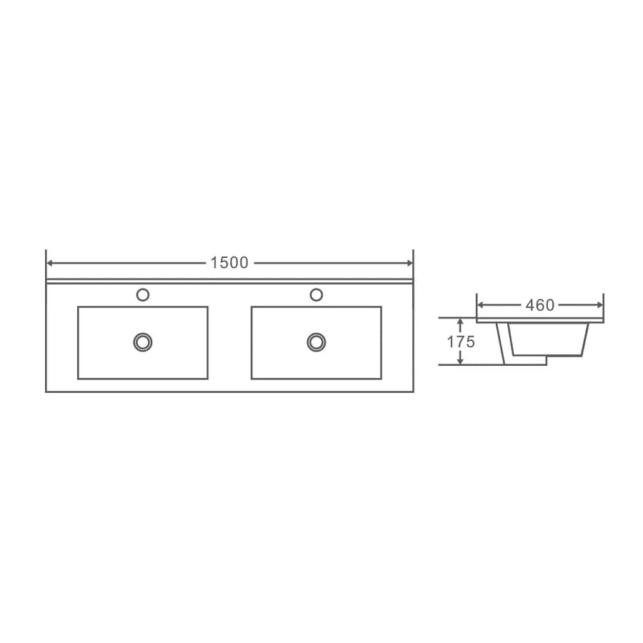 HERA 1500mm Wall-Hung Vanity - Black Oak
