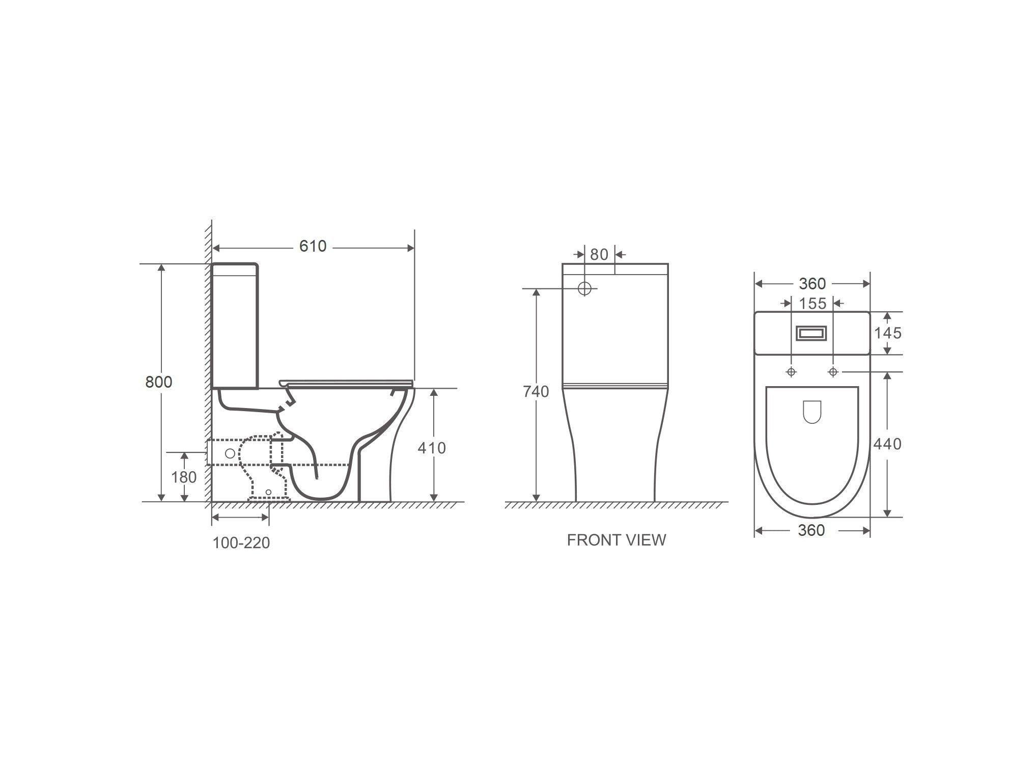 Toi Back To Wall Rimless Toilet Suite - Living and Bathroom