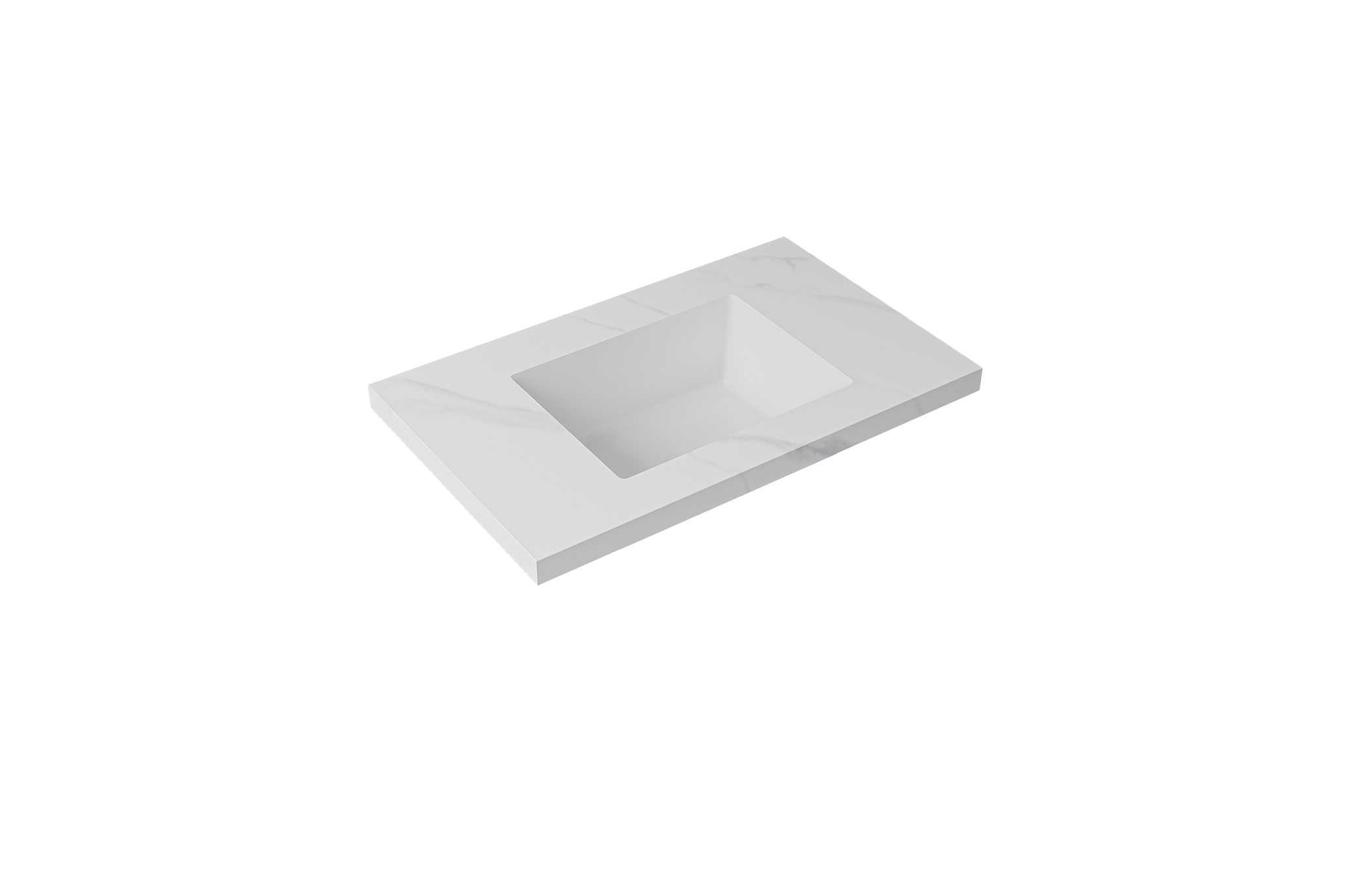 Carrara White Undermount Sintered Stone Top With Seamless Ceramic Basin Without Tap Hole