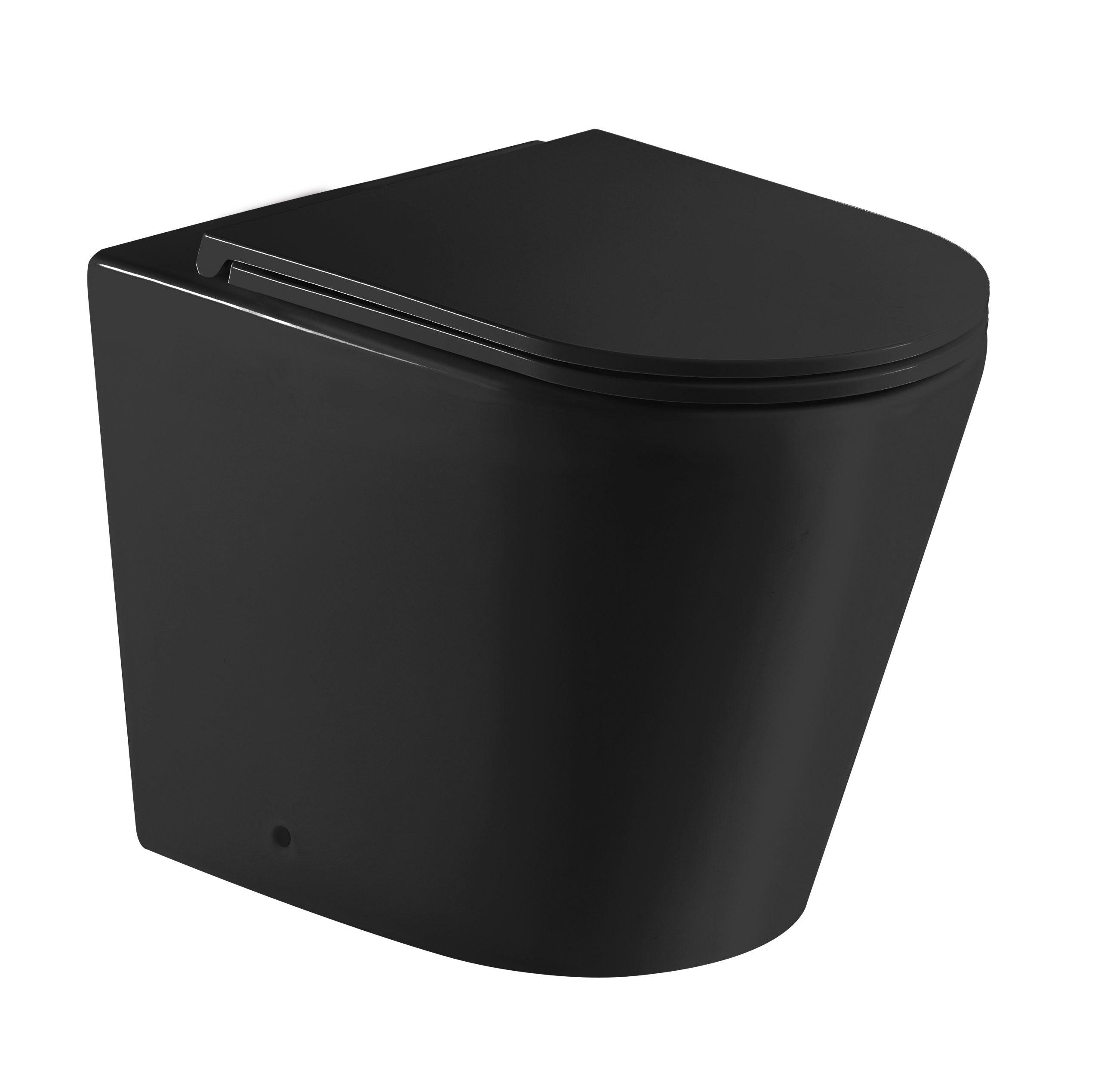Berlin Quiet Flush In Wall Matt Black Toilet Suite Pan - Living and Bathroom
