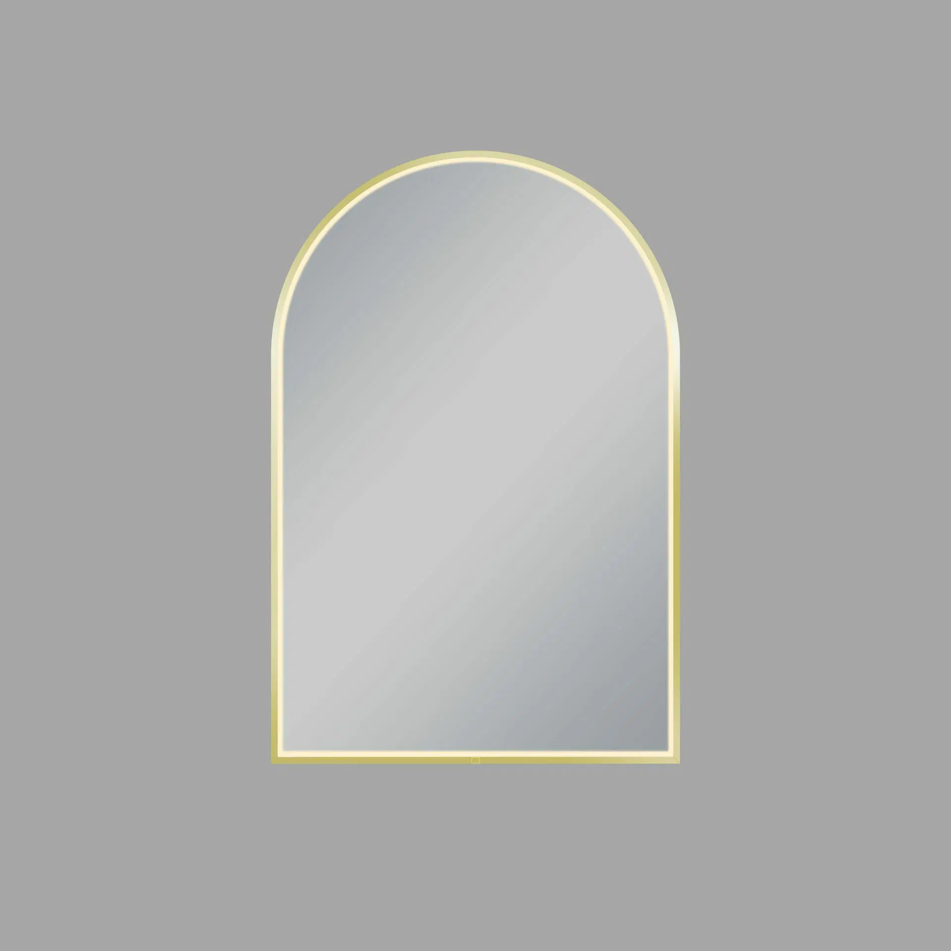 600*900mm Arch 3 Color Lighting Brushed Gold Aluminum Framed Front Hidden LED Mirror with Touch Sensor Switch