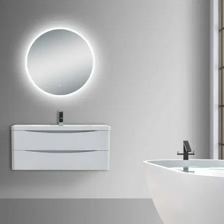 600mm Round 3 Color Lighting Backlit LED Mirror Touch Sensor Switch Defogger Pad Wall Mounted