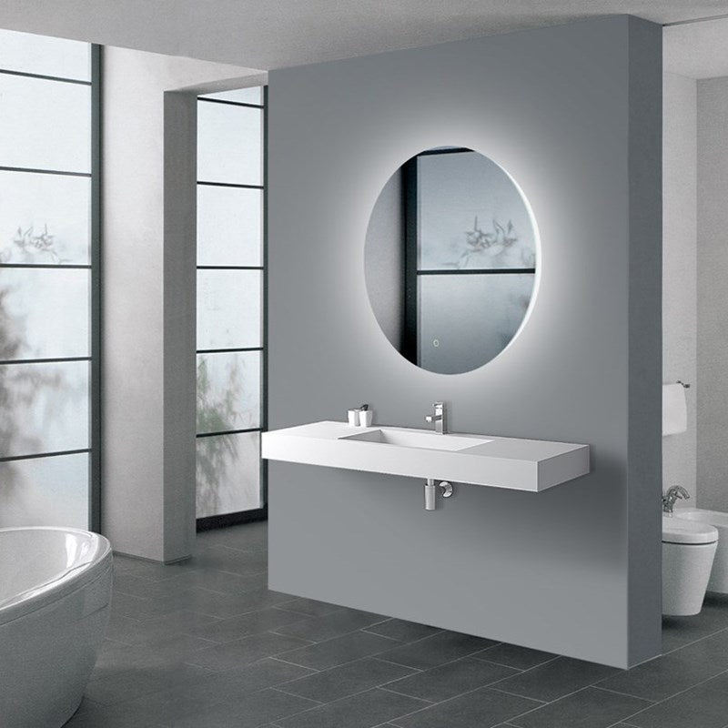 750mm Round 3 Color Lighting Backlit LED Mirror Touch Sensor Switch Defogger Pad Wall Mounted