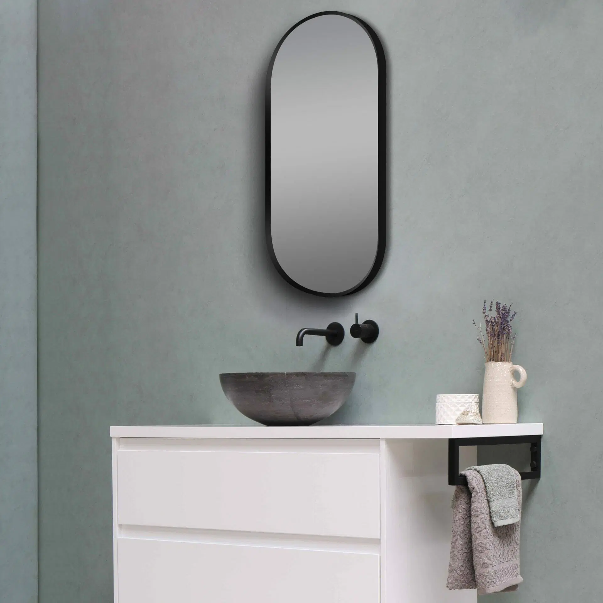 500*1000mm Matte Brushed Black Non-Luminous Framed Mirror Mounted Vertical or Horizontal