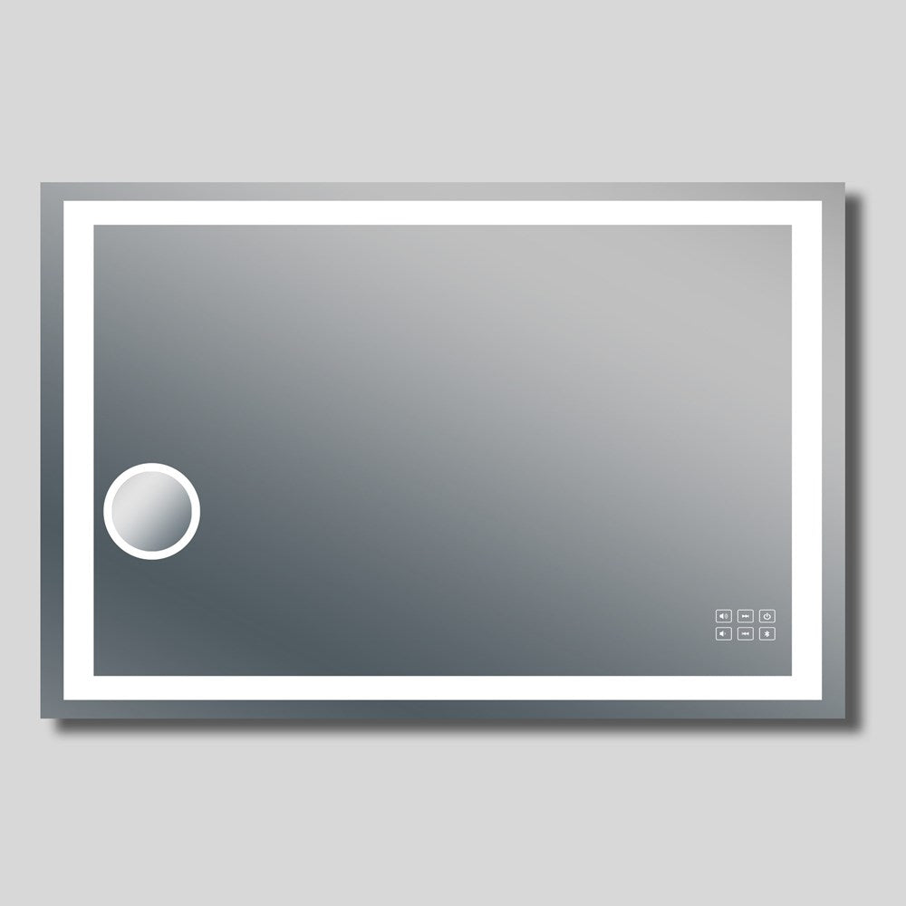 1200*800mm Rectangle 3 Color Lighting Frontlit Bluetooth LED Mirror(USB 5V 2.1A Charging Port)Magnifying Touch Sensor Switch