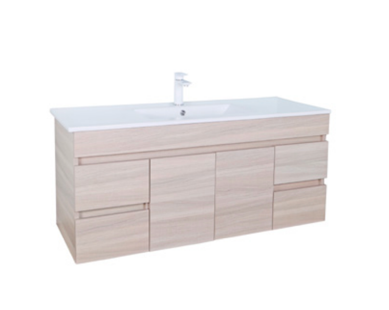 Evie- Wood Grain PVC Wall Hung Vanity 1200*460*560mm Single Bowl