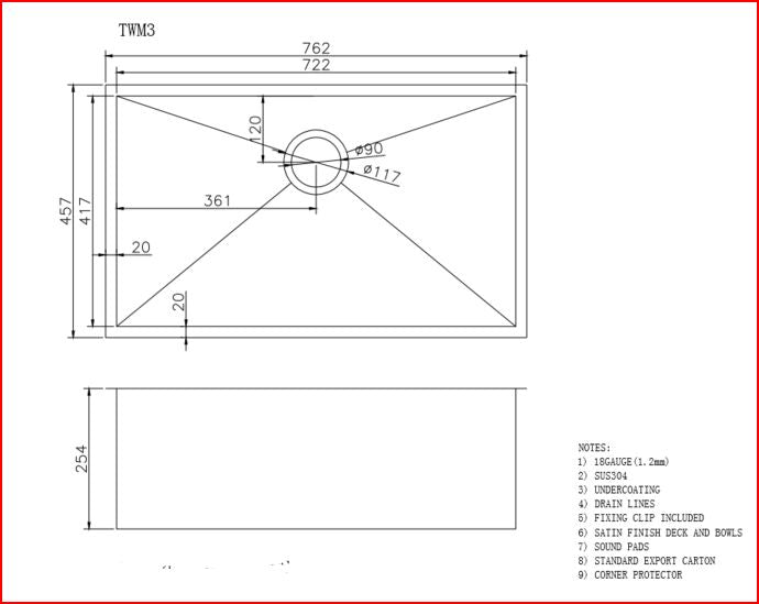 Round Corner Stainless Steel Gun Metal Grey PVD Coating Single Bowl Kitchen Sink(with Bottom Tray) 762*457*254mm