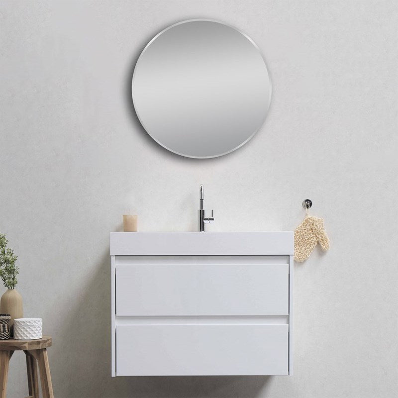 700mm Matte Brushed Nickel Non-Luminous Framed Round Mirror