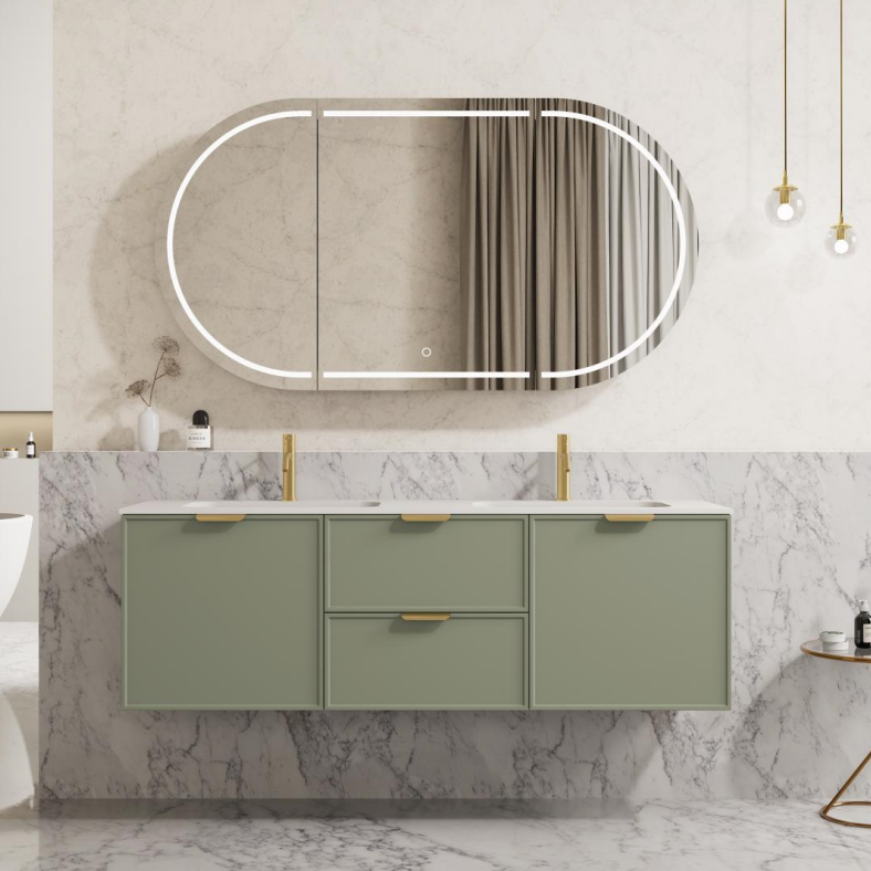 Miami PVC Waterproof Wall Hung Bathroom Vanity Olive Green