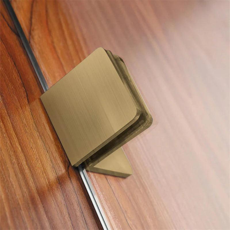 Frameless Fixed Panel Shower Screen Curved Edge Brushed Gold - Living and Bathroom