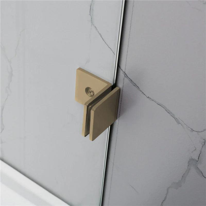 Frameless Fixed Panel Shower Screen Curved Edge Brushed Gold - Living and Bathroom