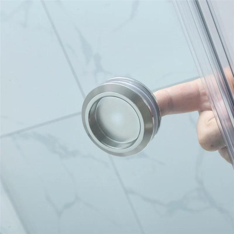 Frameless Adjustable Wall to Wall Sliding Shower Screen Brushed Nickel - Living and Bathroom