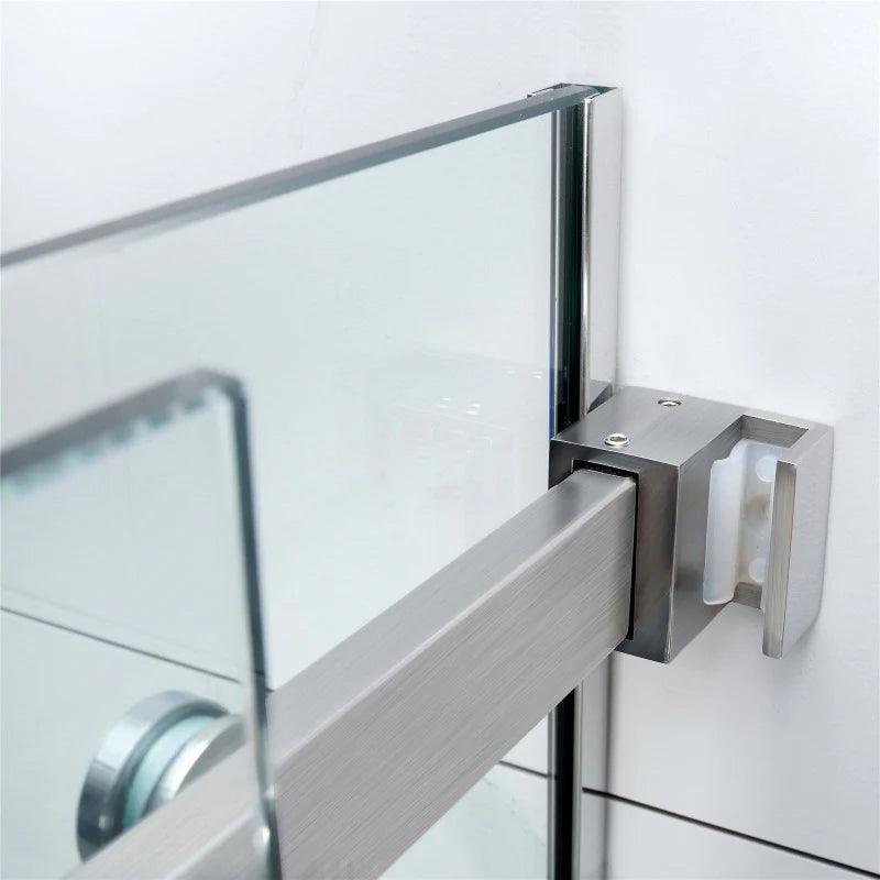 Frameless Adjustable Wall to Wall Sliding Shower Screen Brushed Nickel - Living and Bathroom