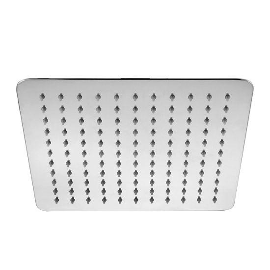 Super-slim Square Brushed Nickel Rainfall Shower Head 250mm - Living and Bathroom